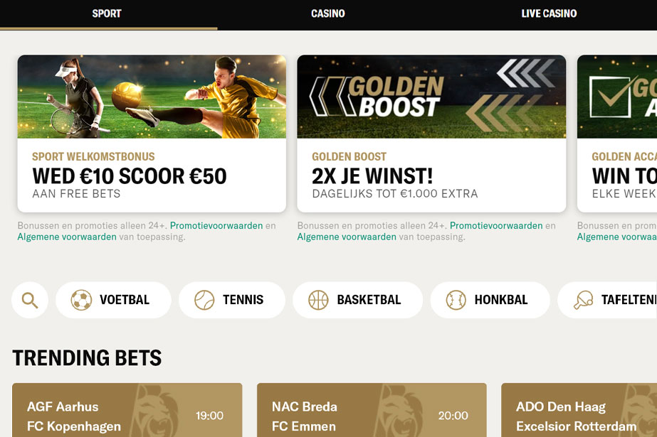 BetMGM.nl Sportsbook website screenshot