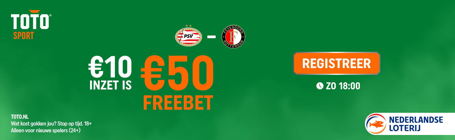 Toto €50 Bonus bij PSV - Feyenoord